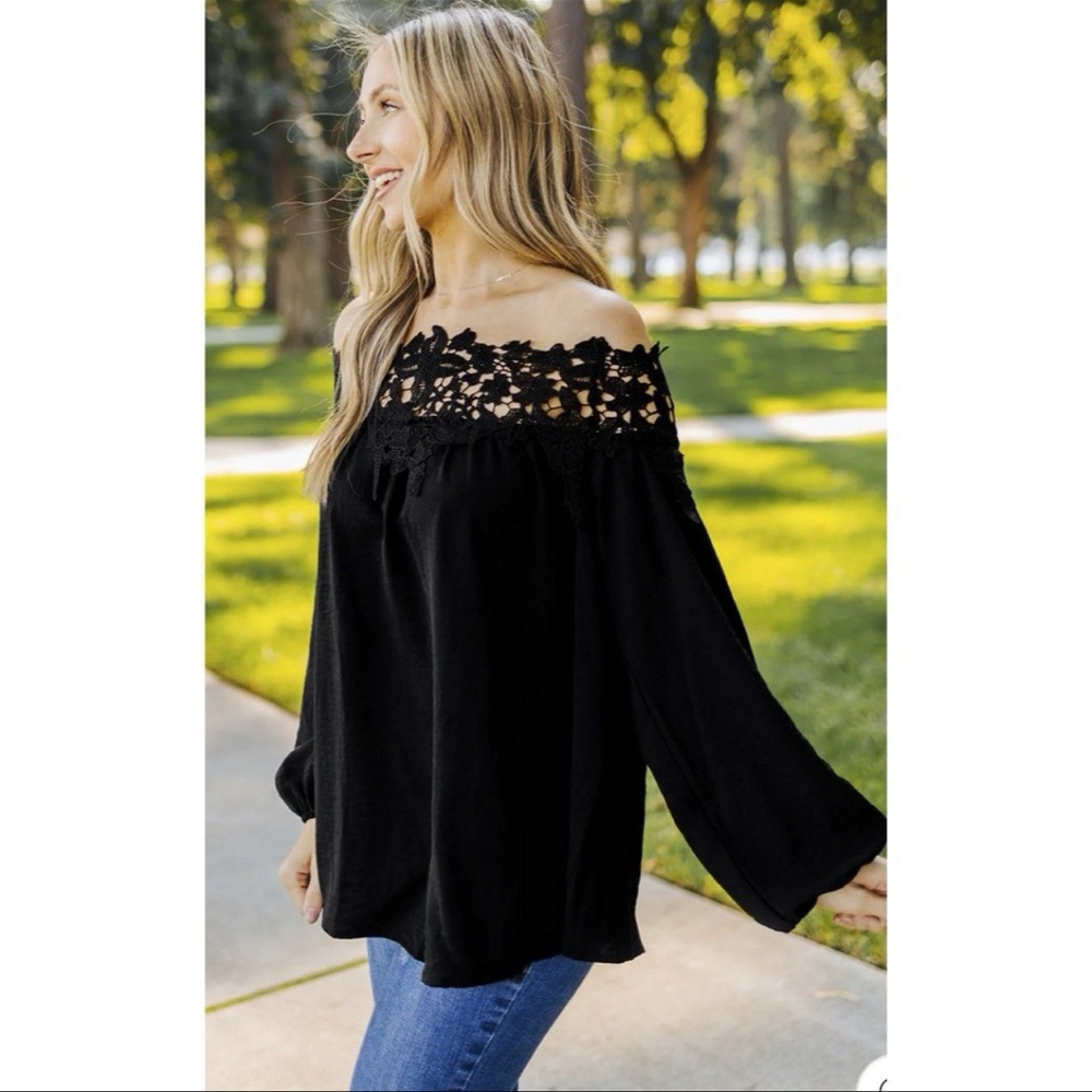 Lace off shoulder top